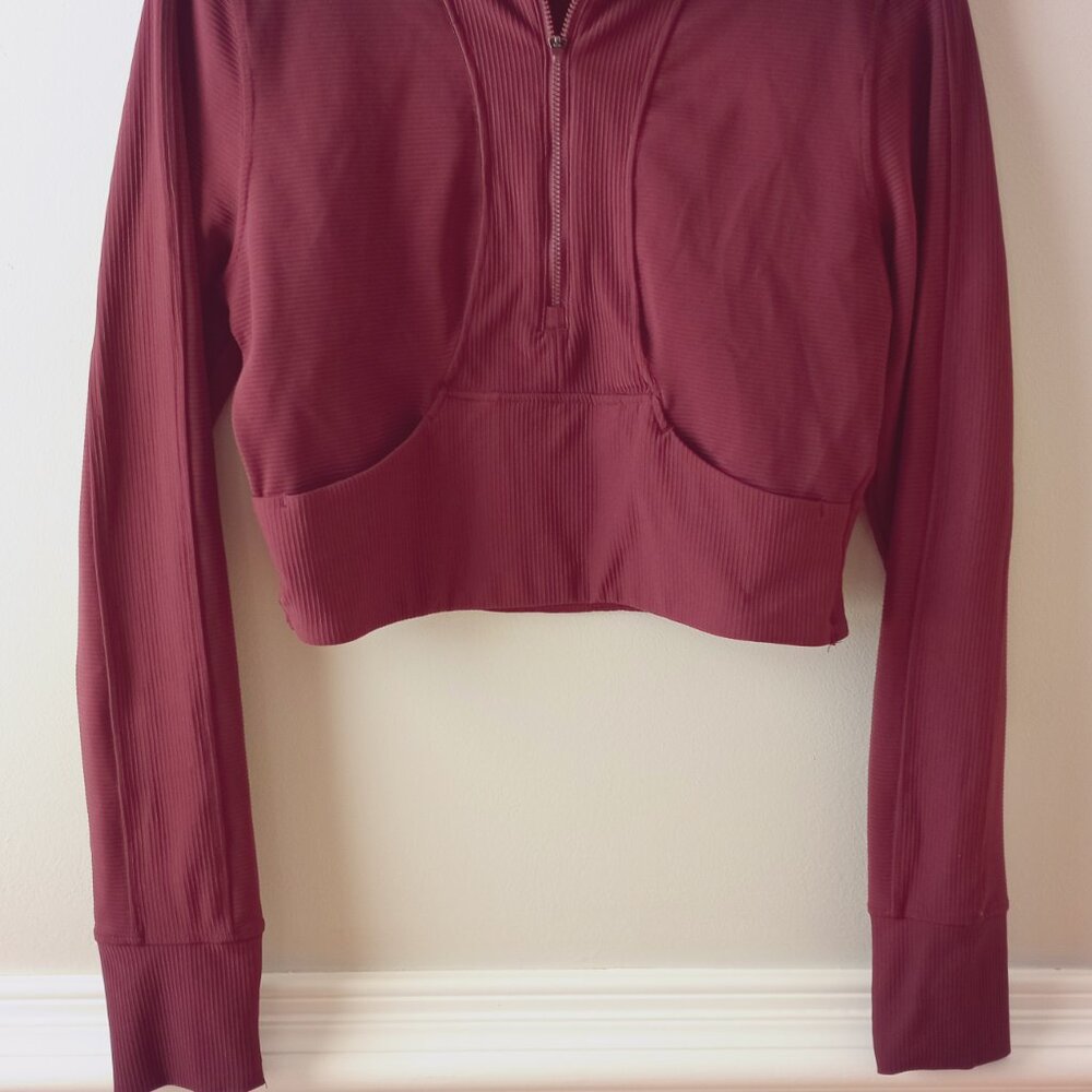 '90 Degree' by Reflex Burgundy Cropped Top Size L NWOT - Picture 2 of 14